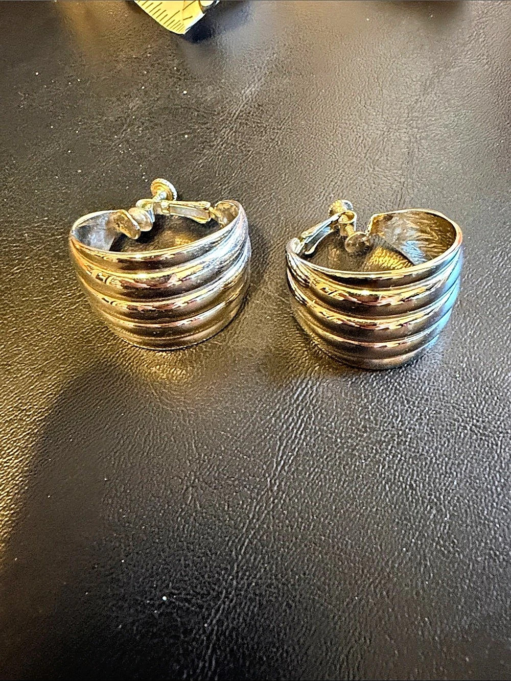 Dior Silver Ridged Hoop Earrings